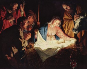 manger with shepherds